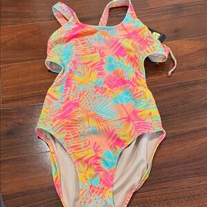 Target Kids One-Piece Swimsuit - Neon Pink, Yellow, Aqua- Size XL (14) NWT
